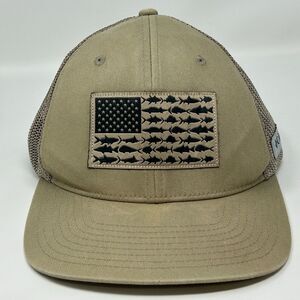 Columbia PFG Trucker Hat Baseball Cap Fishing Fisherman USA Beige FlexFit S-M